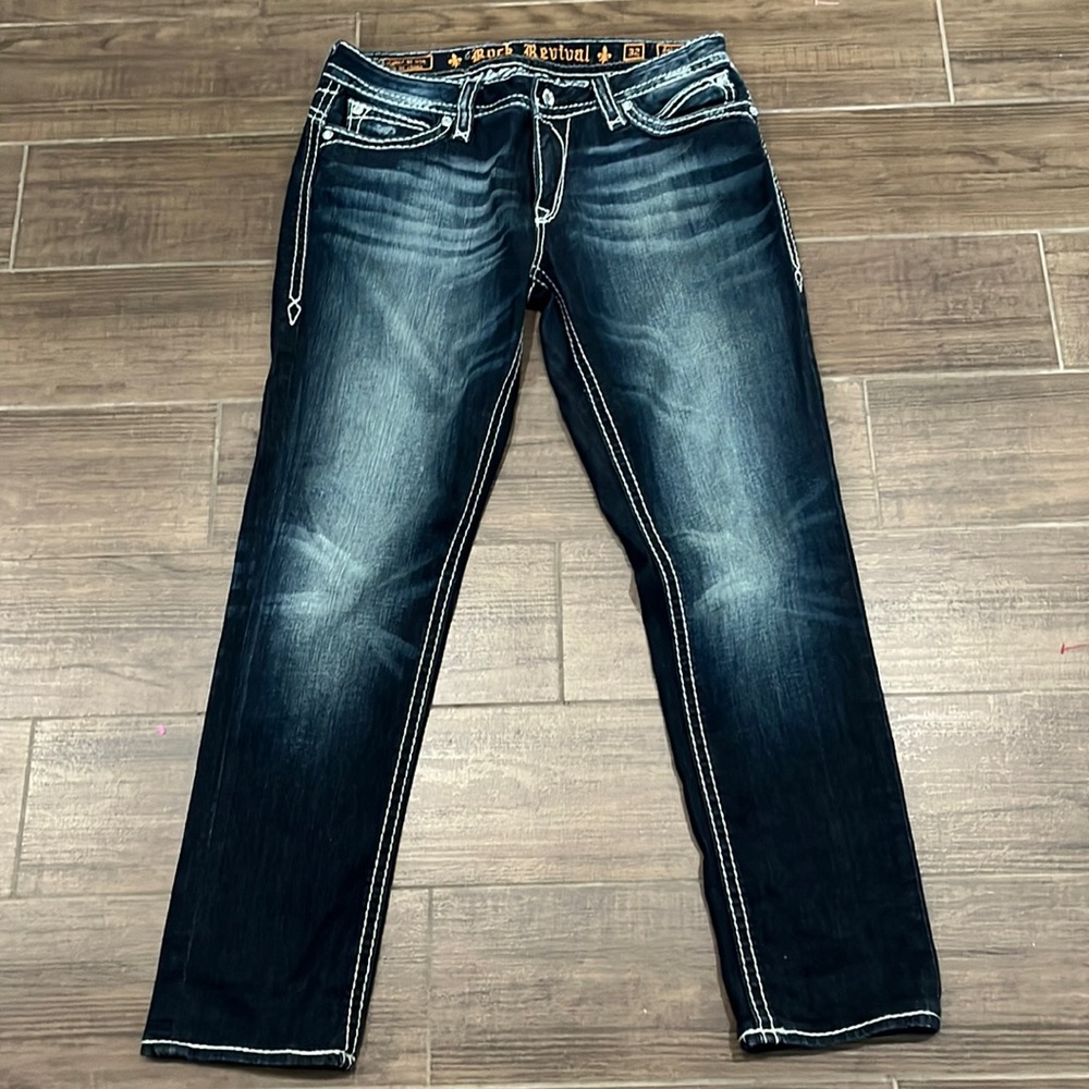 Rock Revival Johanna Skinny Jeans Size 32 Several Stones Missing Back Po…